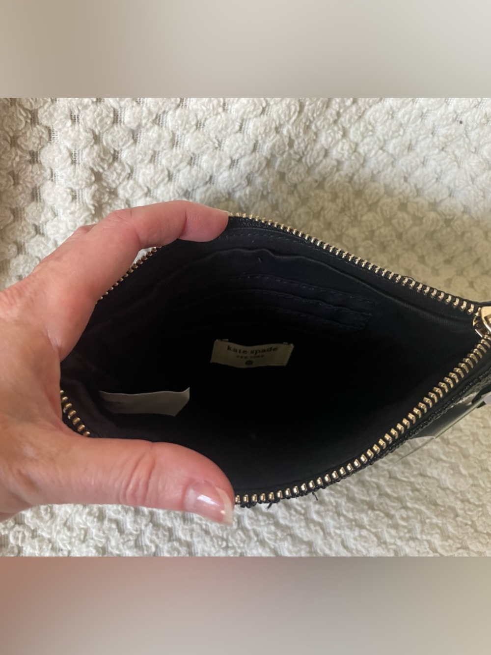 kate spade Black Beaded Wristlet with White Beaded Script - Picture 2 of 3